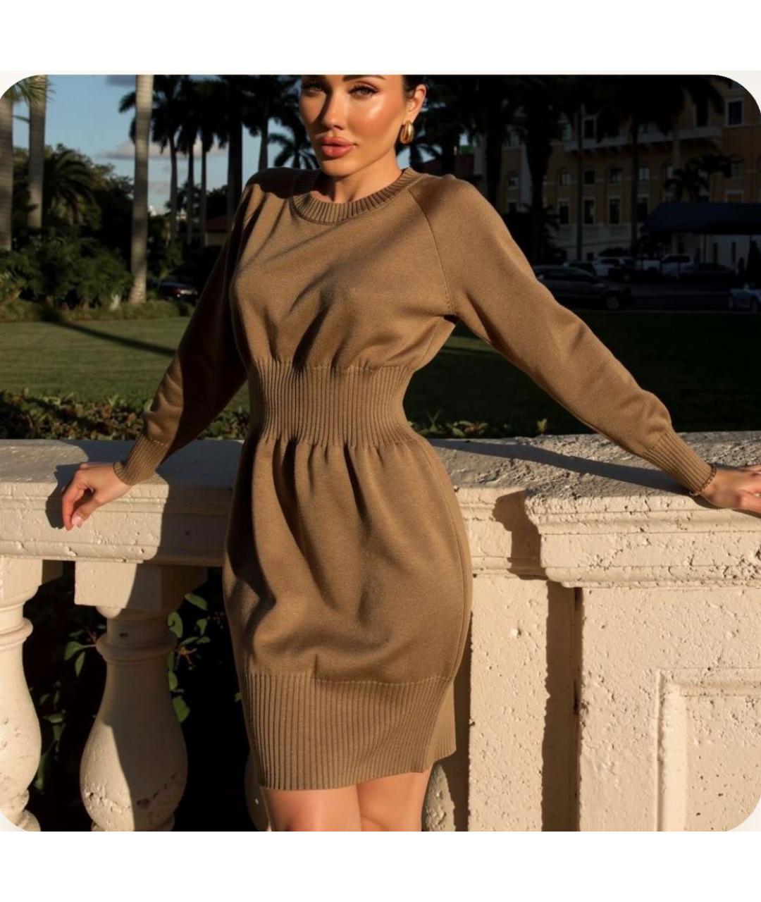 CHANEL Коричневое кашемировое повседневное платье, фото 7