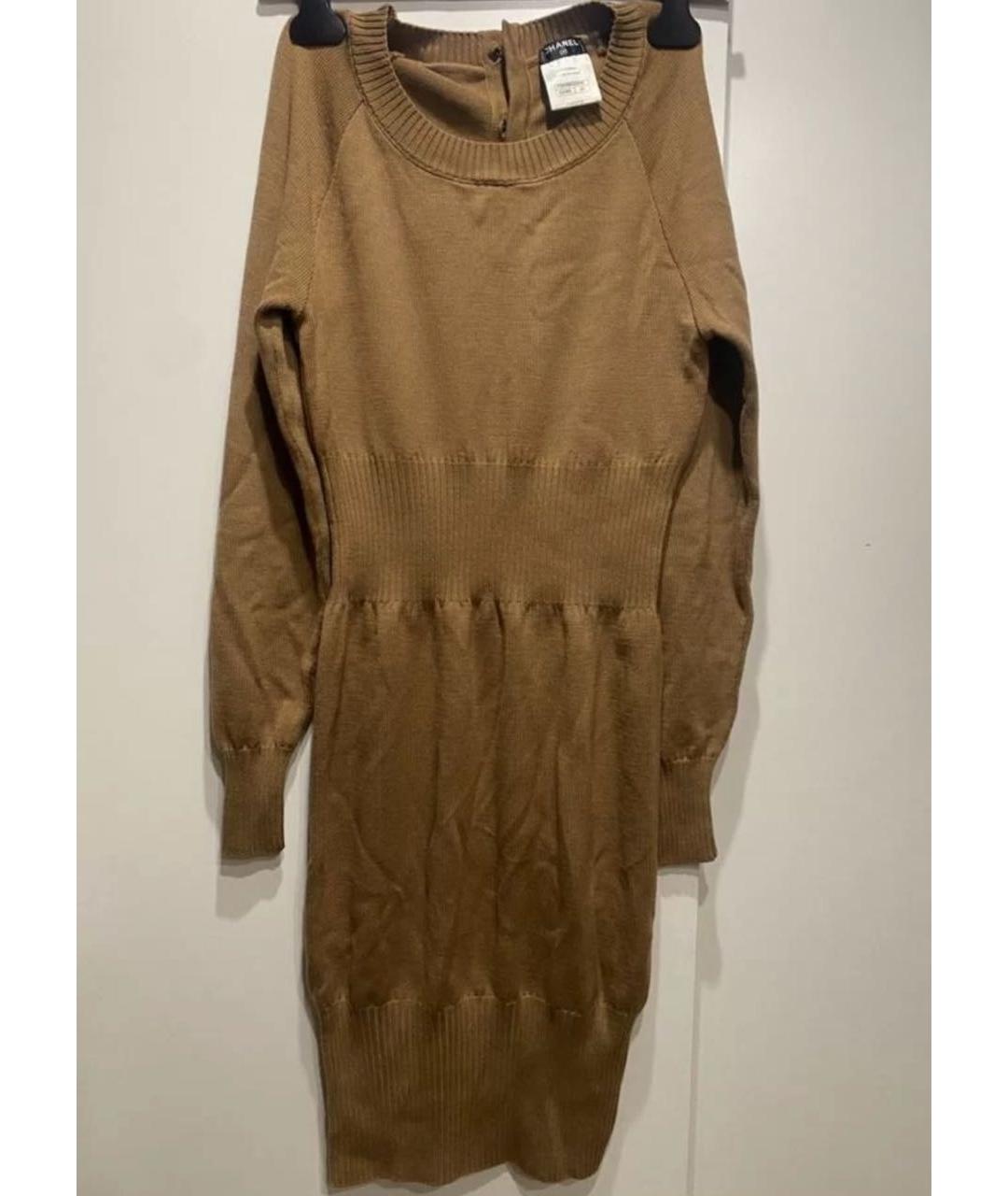 CHANEL Коричневое кашемировое повседневное платье, фото 2