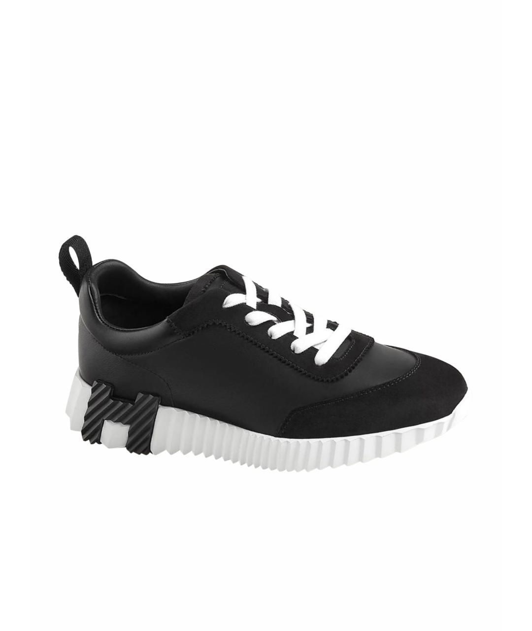 HERMES Черные кожаные кроссовки, фото 1