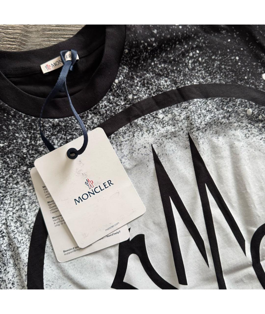 MONCLER Черная хлопковая футболка, фото 3