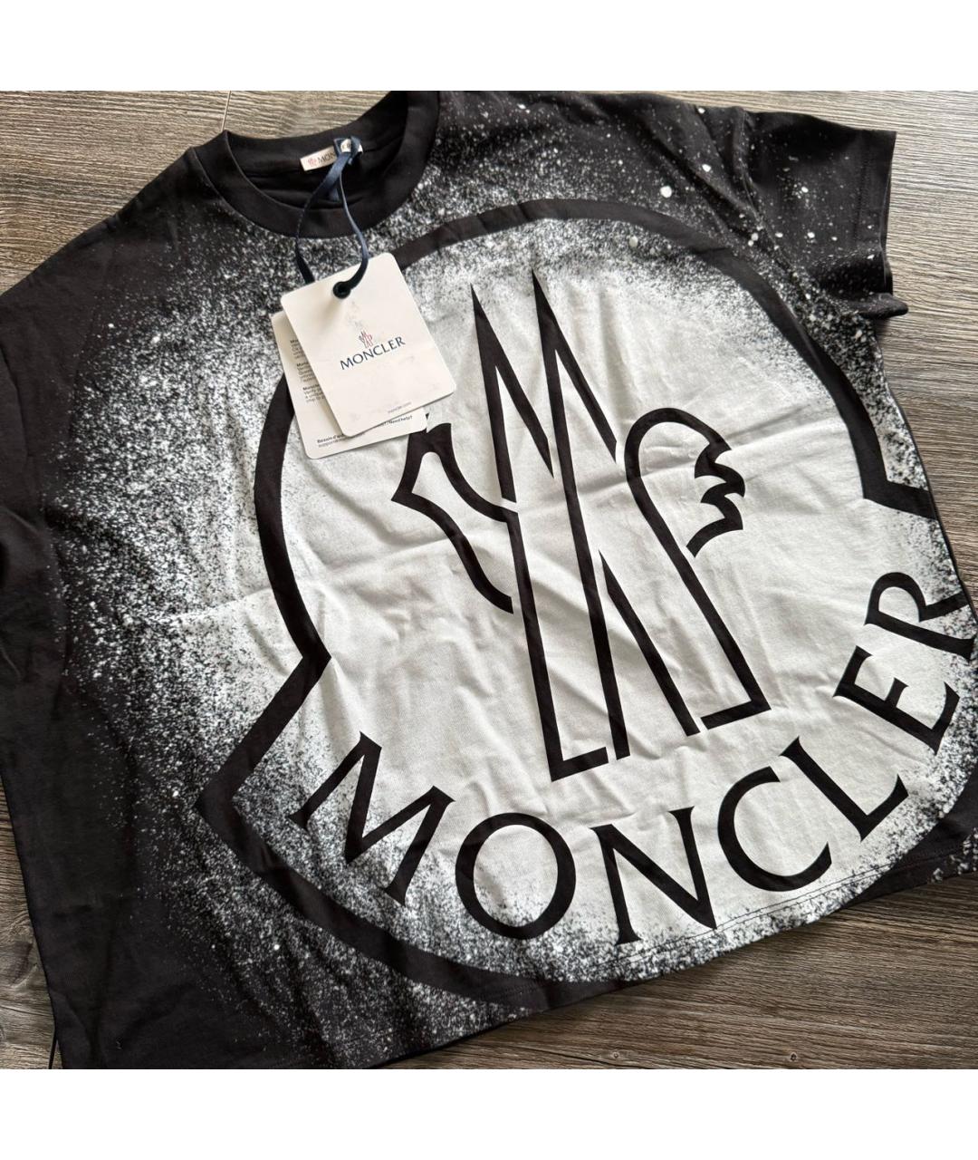 MONCLER Черная хлопковая футболка, фото 4