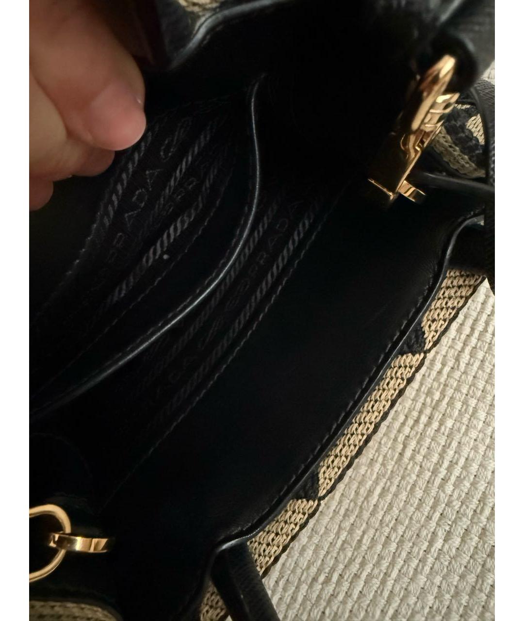 PRADA Бежевая жаккардовая сумка тоут, фото 4