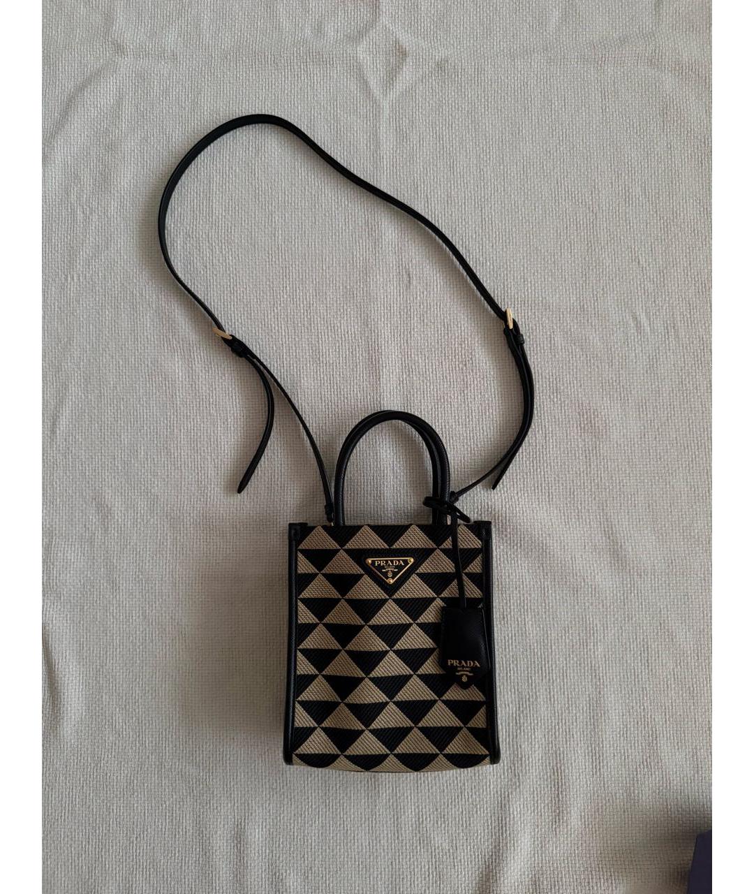 PRADA Бежевая жаккардовая сумка тоут, фото 2