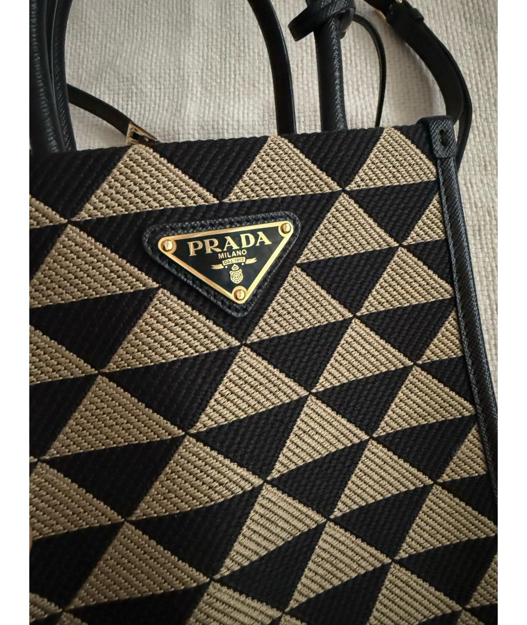 PRADA Бежевая жаккардовая сумка тоут, фото 3