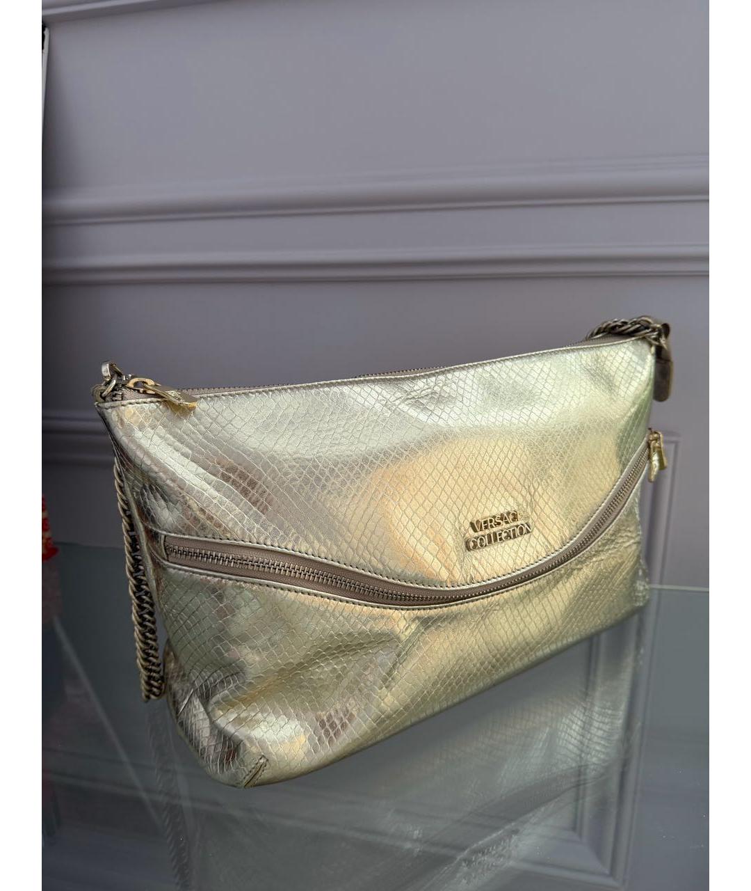 VERSACE COLLECTION Золотая кожаная сумка через плечо, фото 2
