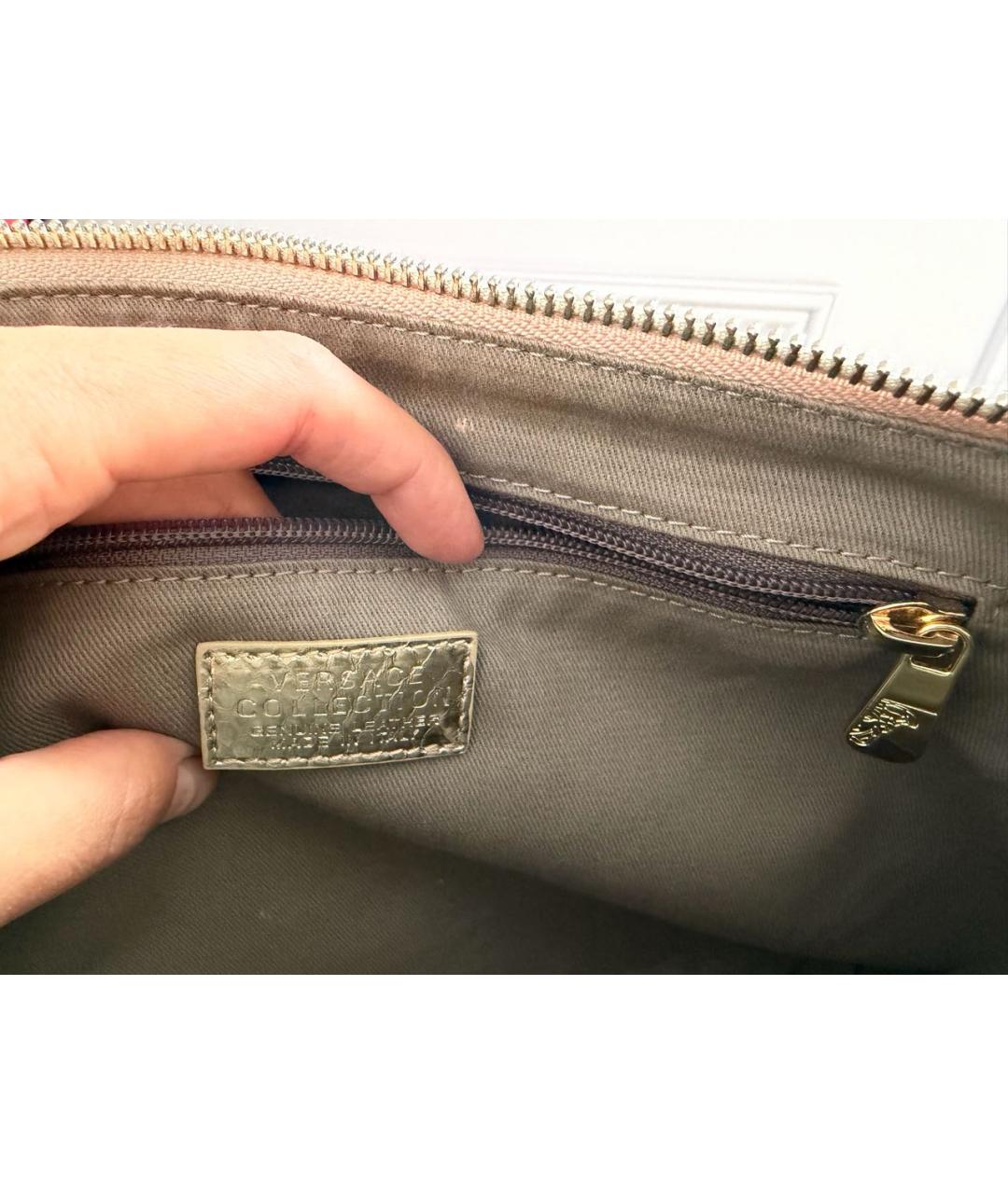 VERSACE COLLECTION Золотая кожаная сумка через плечо, фото 7