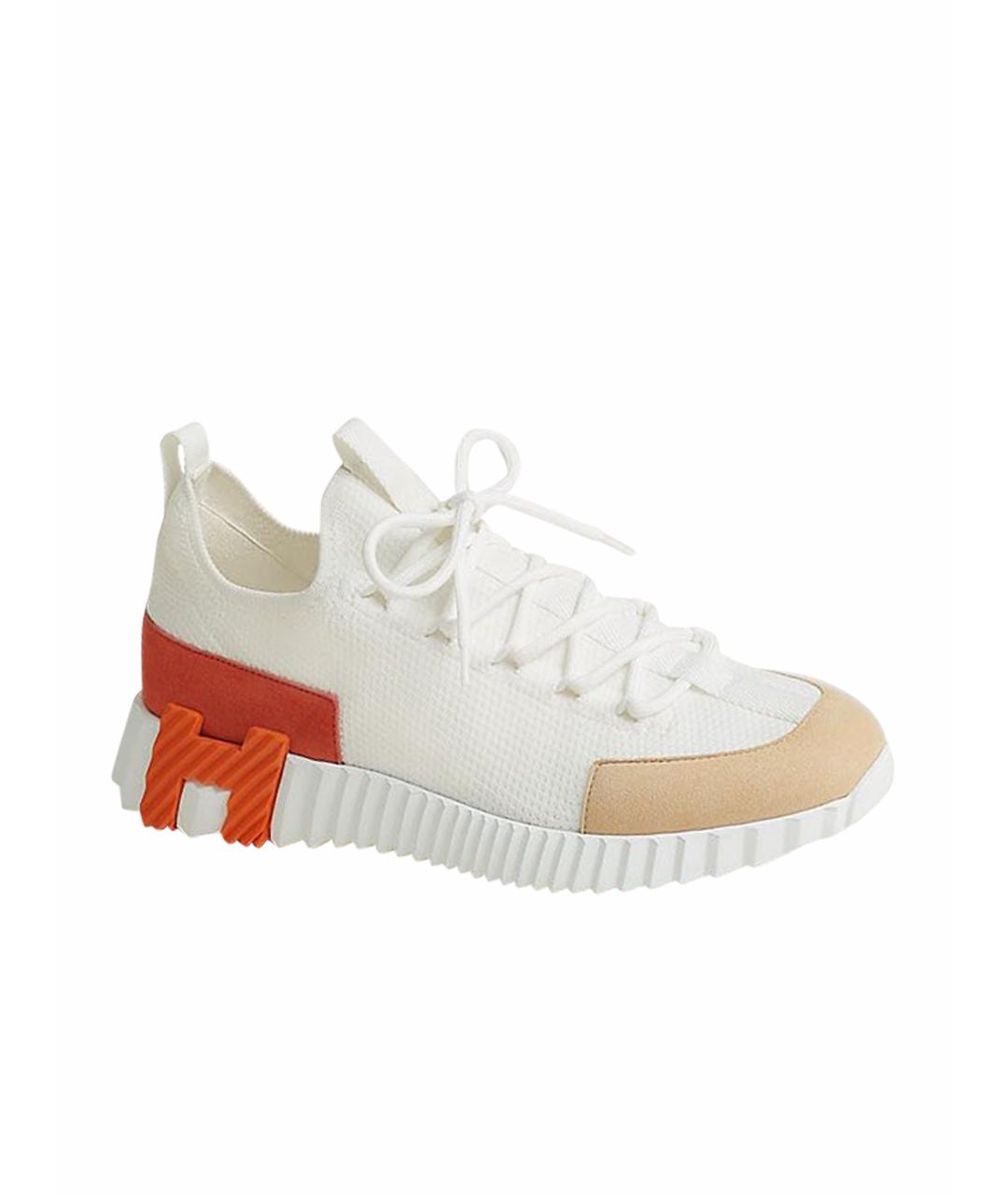 HERMES Белые текстильные кроссовки, фото 1