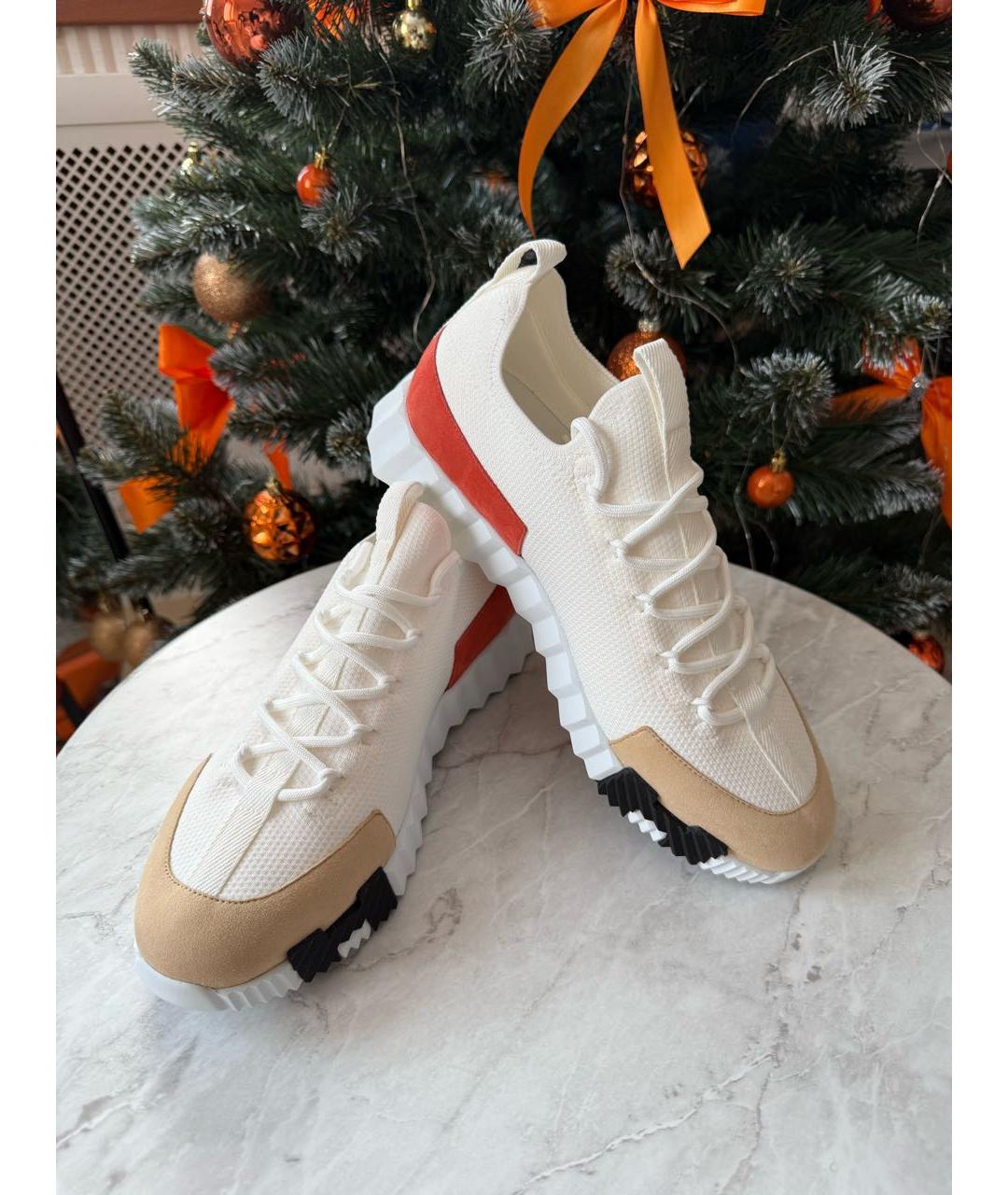 HERMES Белые текстильные кроссовки, фото 2