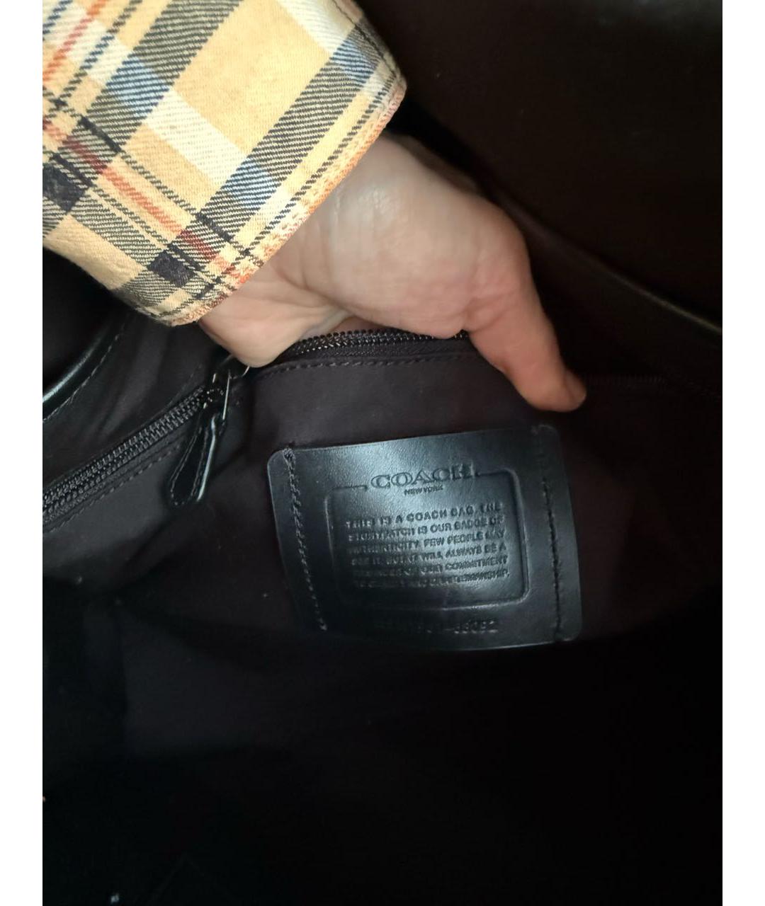 COACH Черный кожаный портфель, фото 5
