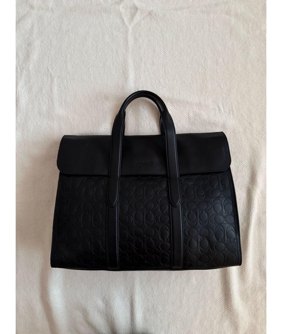 COACH Черный кожаный портфель, фото 9