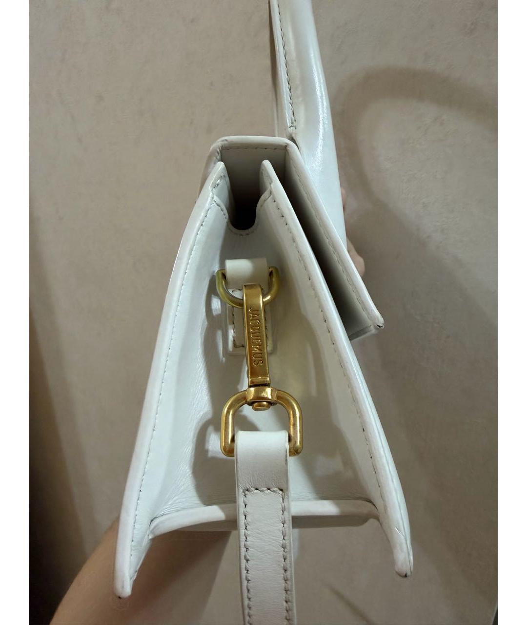 JACQUEMUS Белая кожаная сумка с короткими ручками, фото 5