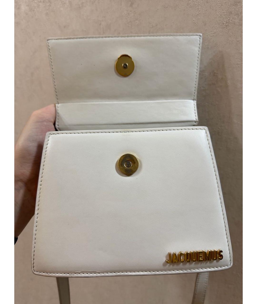 JACQUEMUS Белая кожаная сумка с короткими ручками, фото 6