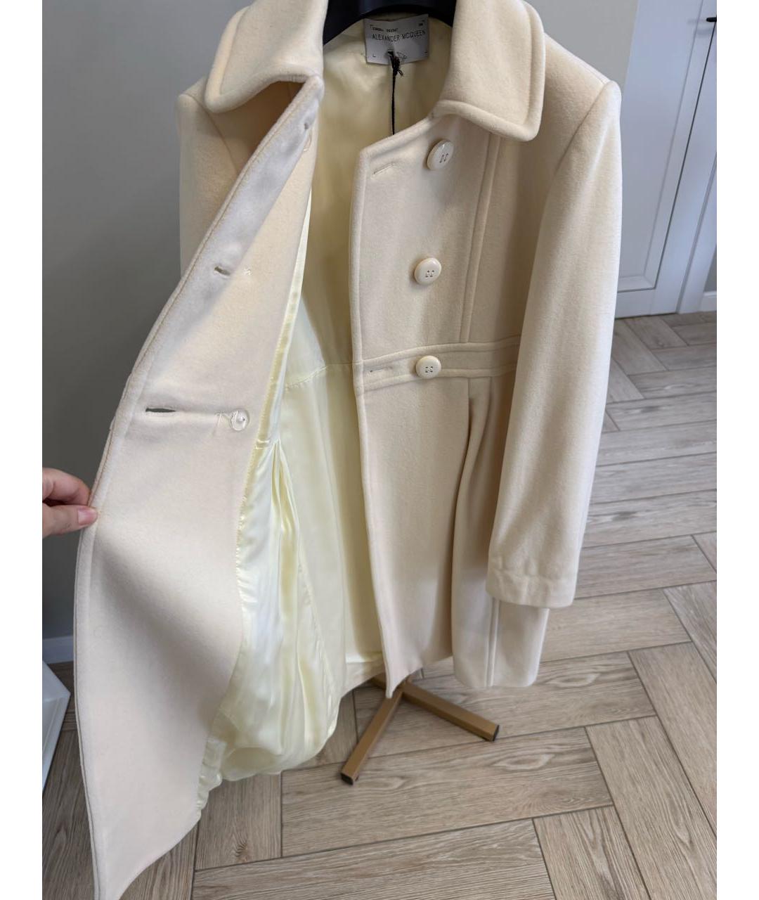 ALEXANDER MCQUEEN Белое шерстяное пальто, фото 7