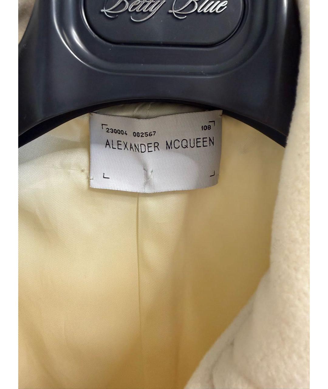 ALEXANDER MCQUEEN Белое шерстяное пальто, фото 4