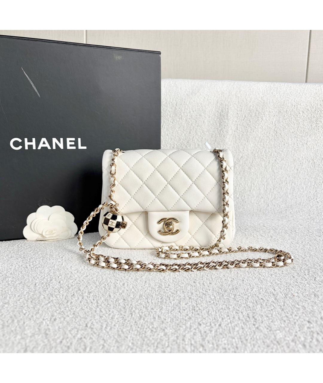 CHANEL Белая кожаная сумка через плечо, фото 10