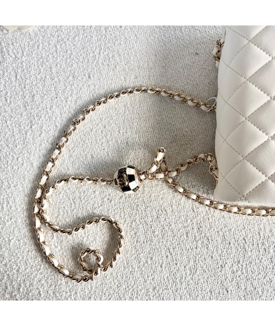 CHANEL Белая кожаная сумка через плечо, фото 8