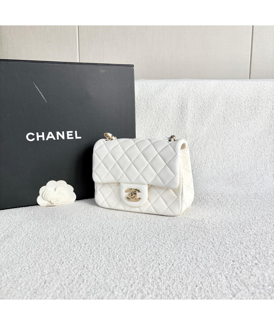 CHANEL Белая кожаная сумка через плечо, фото 4