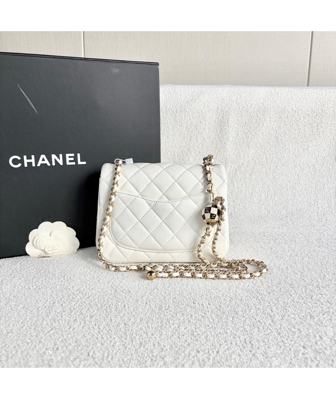 CHANEL Белая кожаная сумка через плечо, фото 3