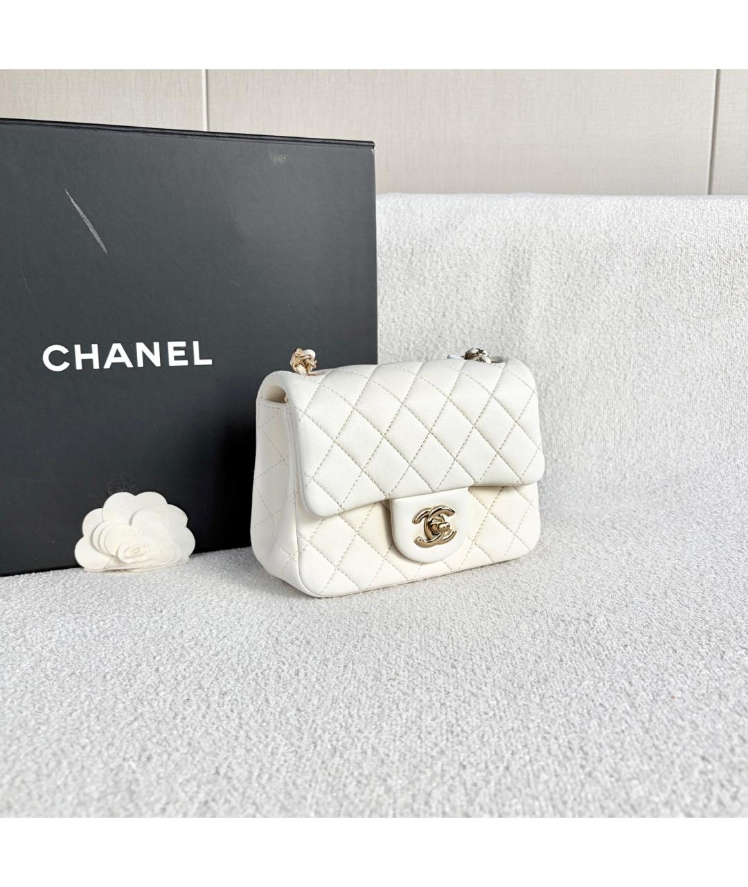 CHANEL Белая кожаная сумка через плечо, фото 6