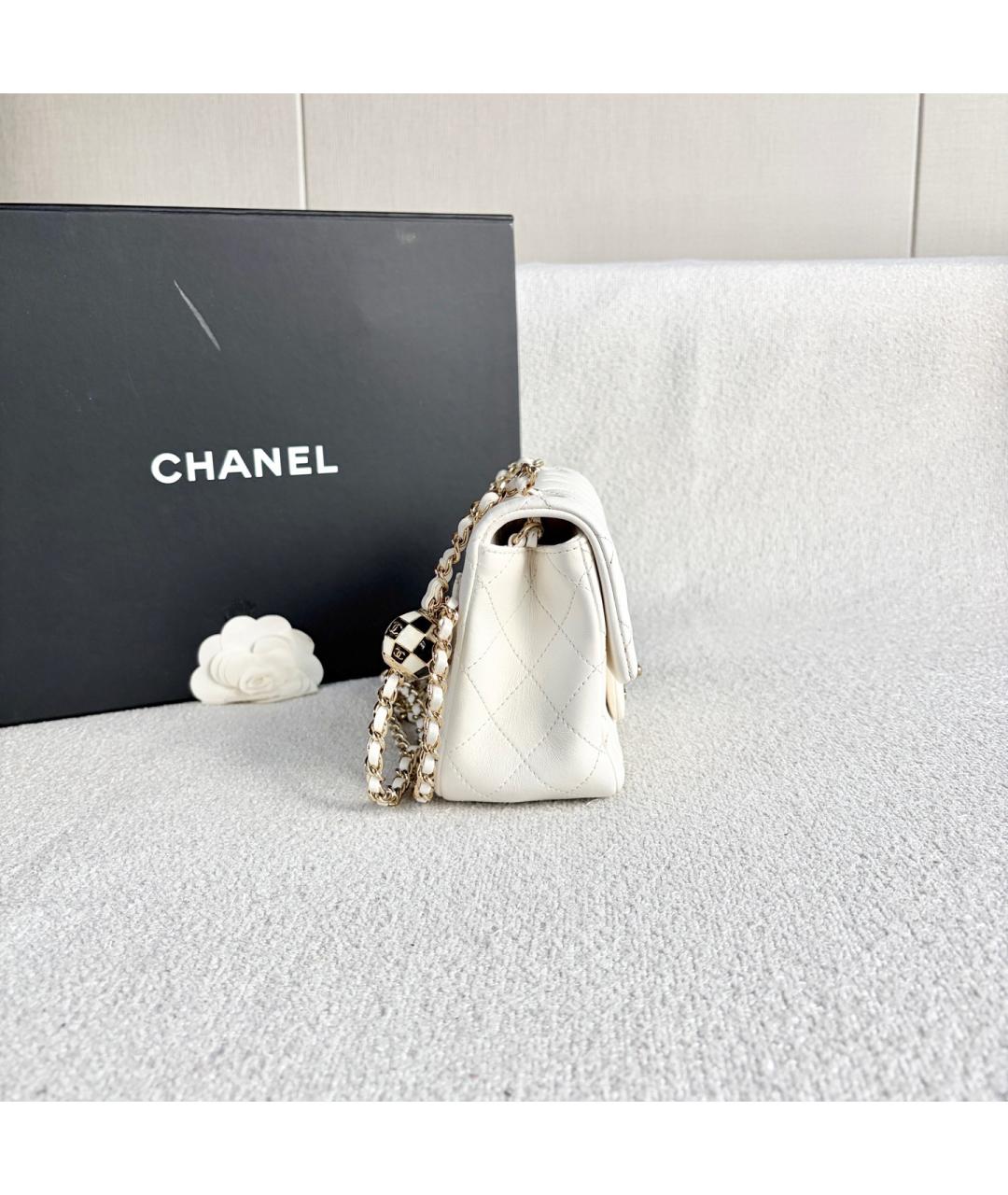 CHANEL Белая кожаная сумка через плечо, фото 7