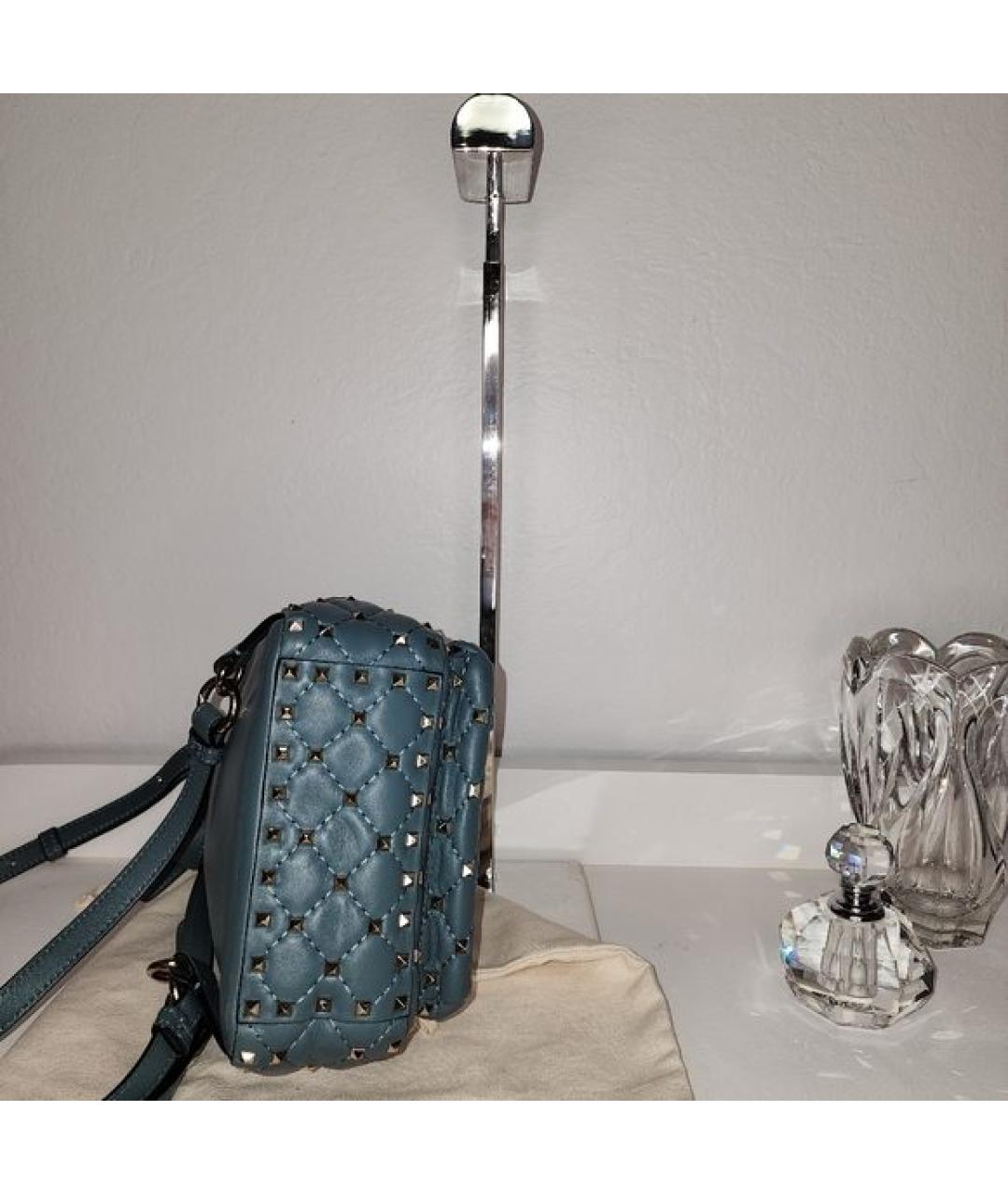 VALENTINO Голубой кожаный рюкзак, фото 9