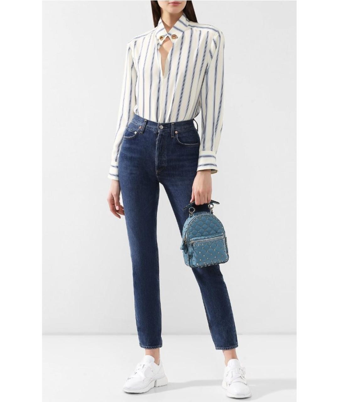 VALENTINO Голубой кожаный рюкзак, фото 3