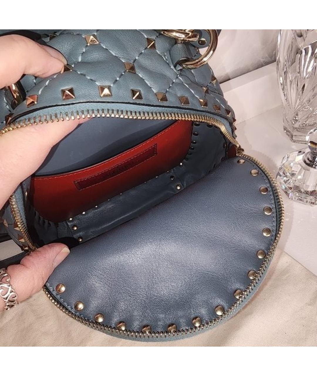 VALENTINO Голубой кожаный рюкзак, фото 5