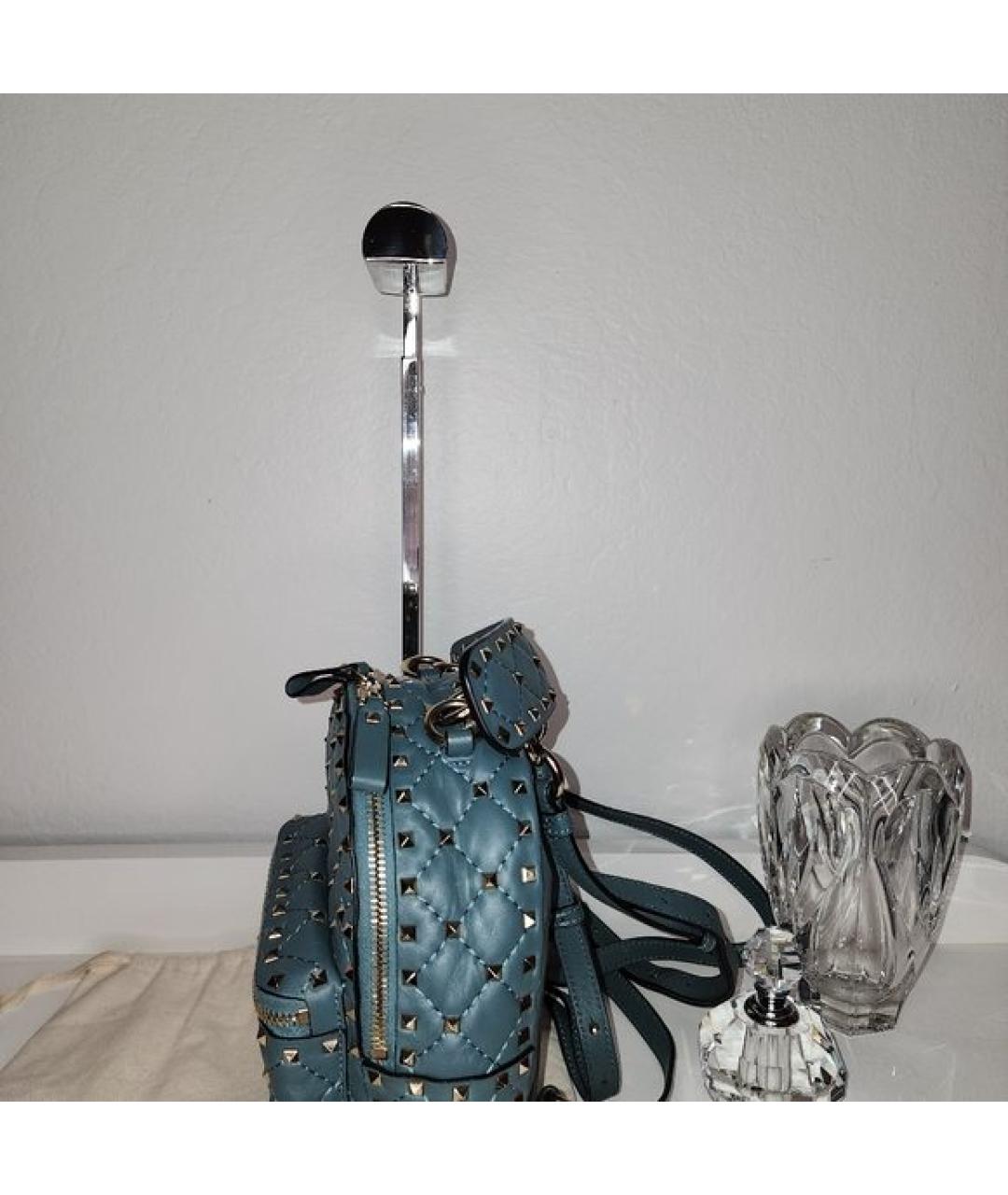 VALENTINO Голубой кожаный рюкзак, фото 7