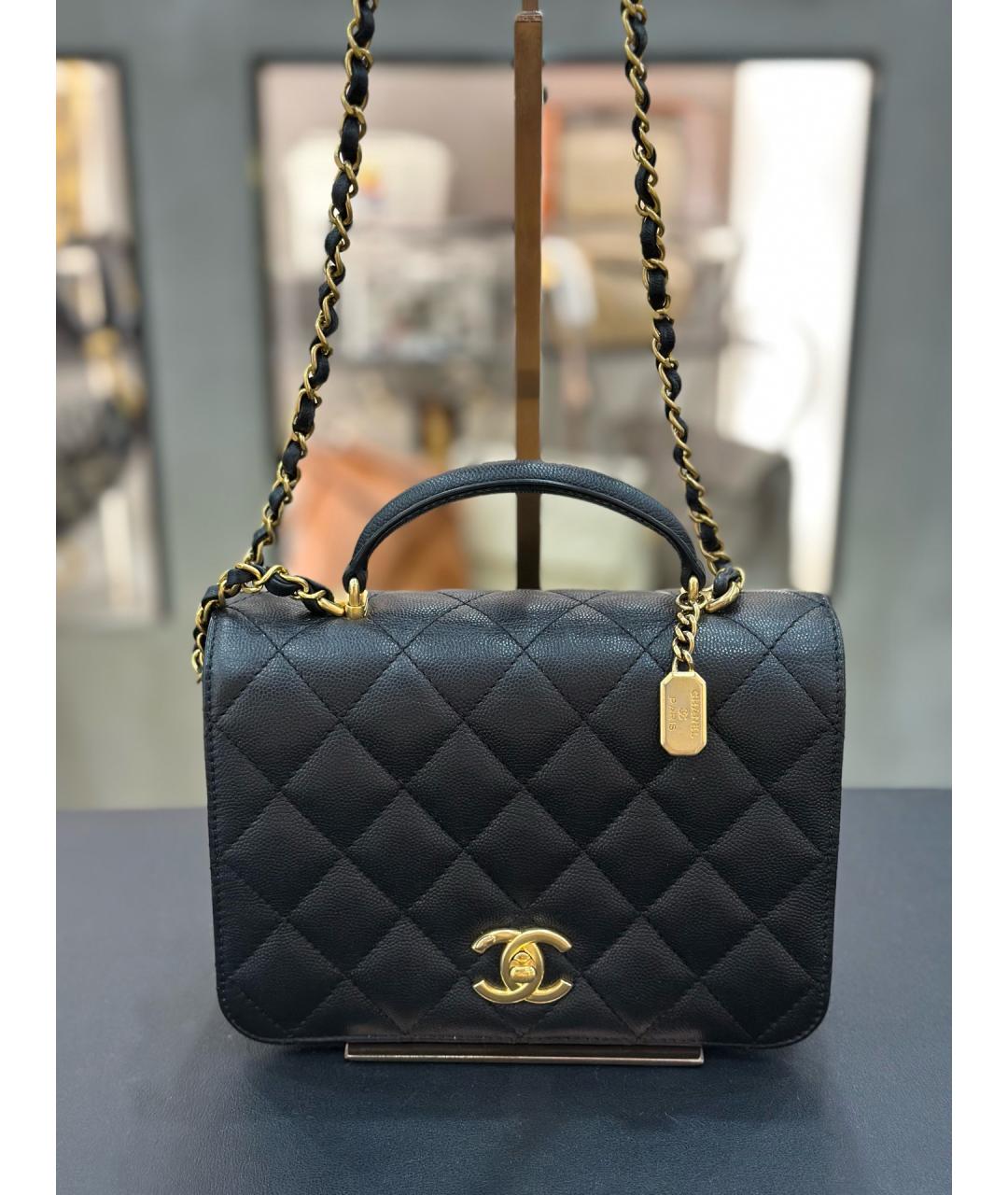 CHANEL Черная кожаная сумка через плечо, фото 7