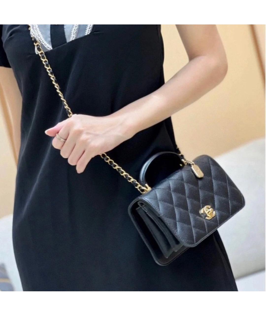 CHANEL Черная кожаная сумка через плечо, фото 6