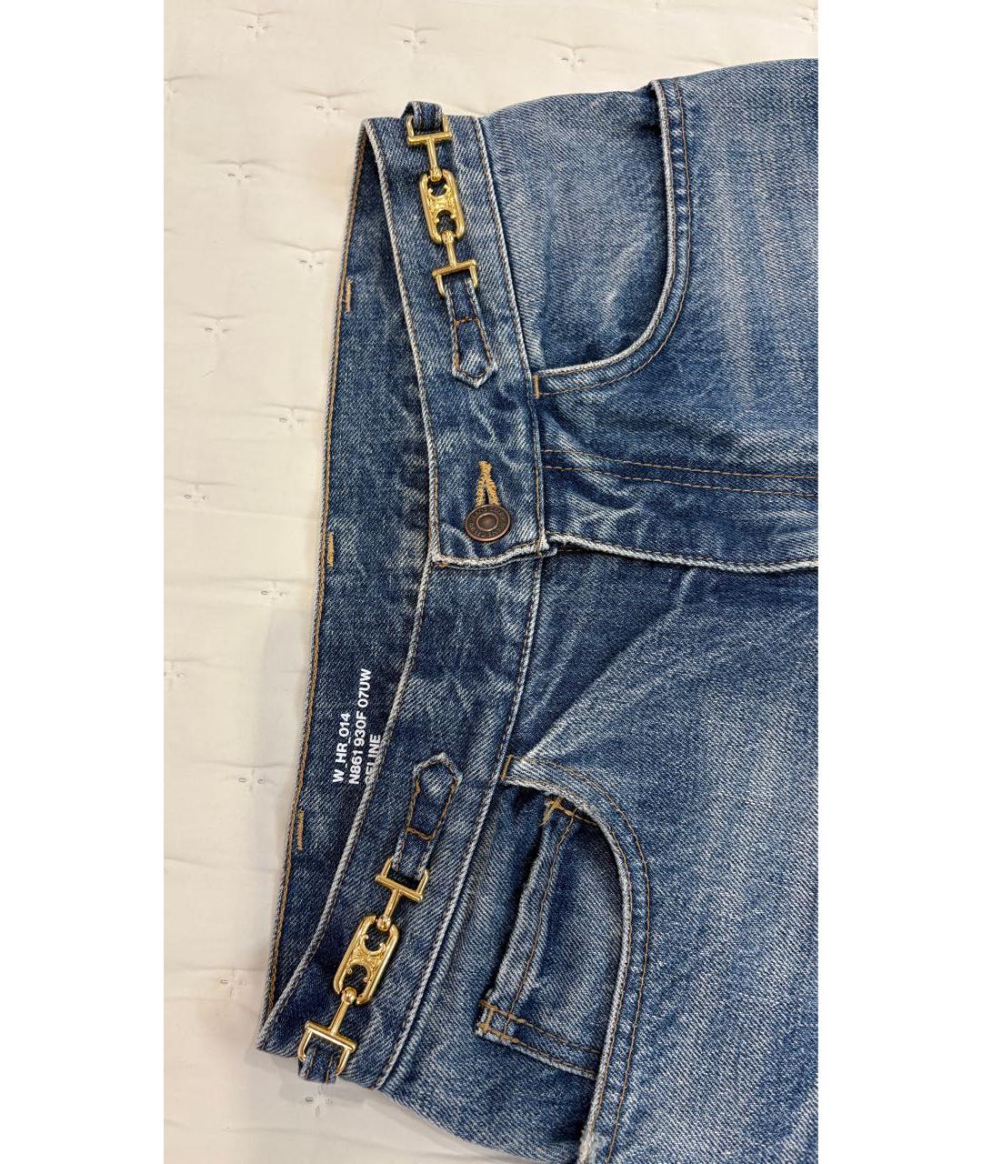 CELINE Синие хлопковые прямые джинсы, фото 3