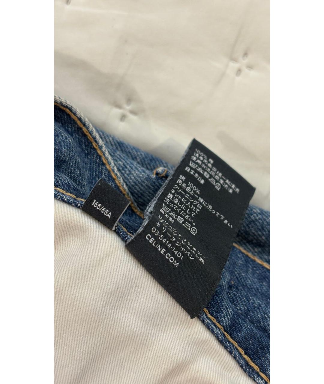 CELINE Синие хлопковые прямые джинсы, фото 6