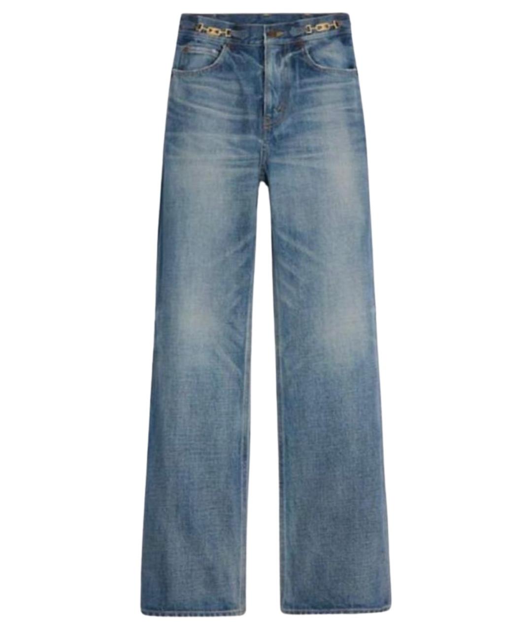 CELINE Синие хлопковые прямые джинсы, фото 1