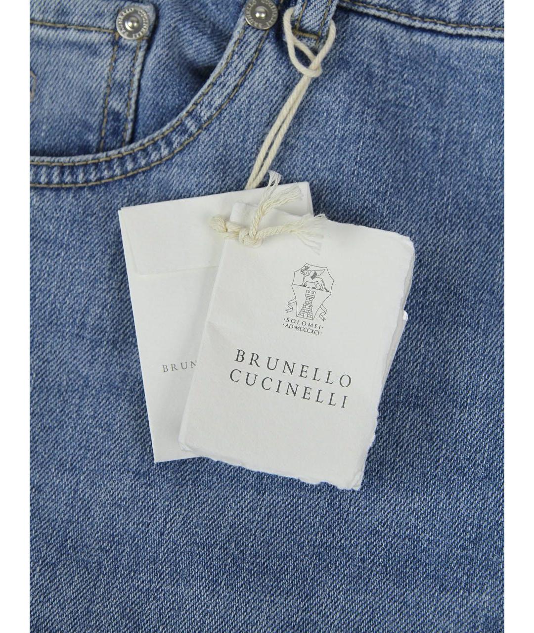 BRUNELLO CUCINELLI Голубые хлопковые джинсы скинни, фото 8