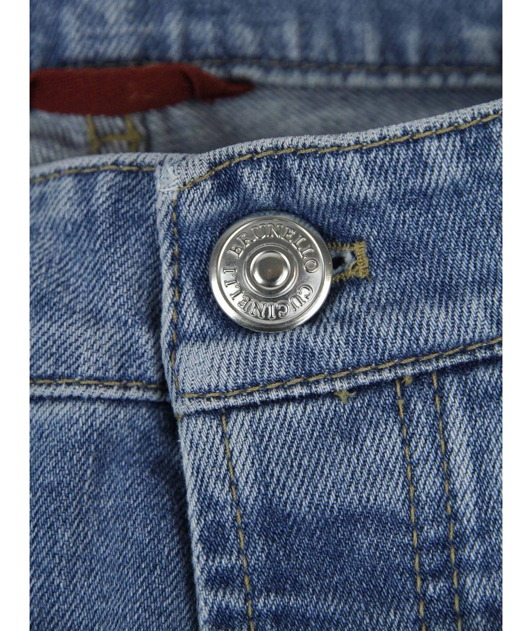 BRUNELLO CUCINELLI Голубые хлопковые джинсы скинни, фото 5