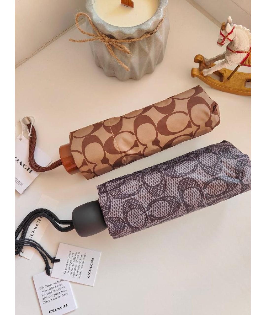 COACH Коричневый зонт, фото 3