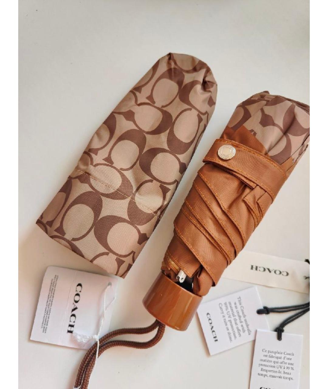 COACH Коричневый зонт, фото 2