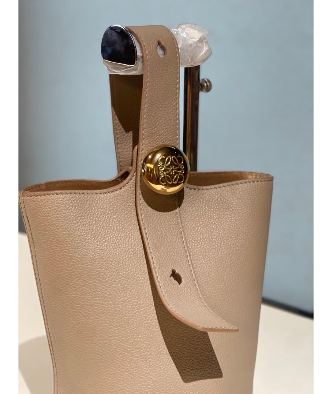 LOEWE Бежевая кожаная сумка тоут, фото 8