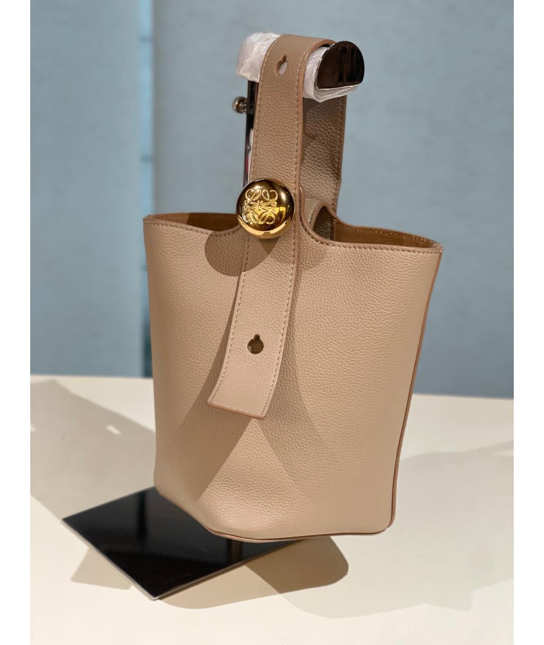 LOEWE Бежевая кожаная сумка тоут, фото 2