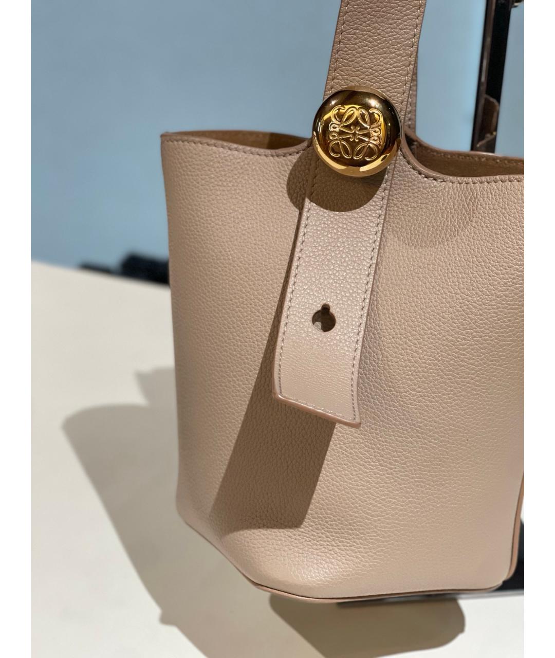 LOEWE Бежевая кожаная сумка тоут, фото 7