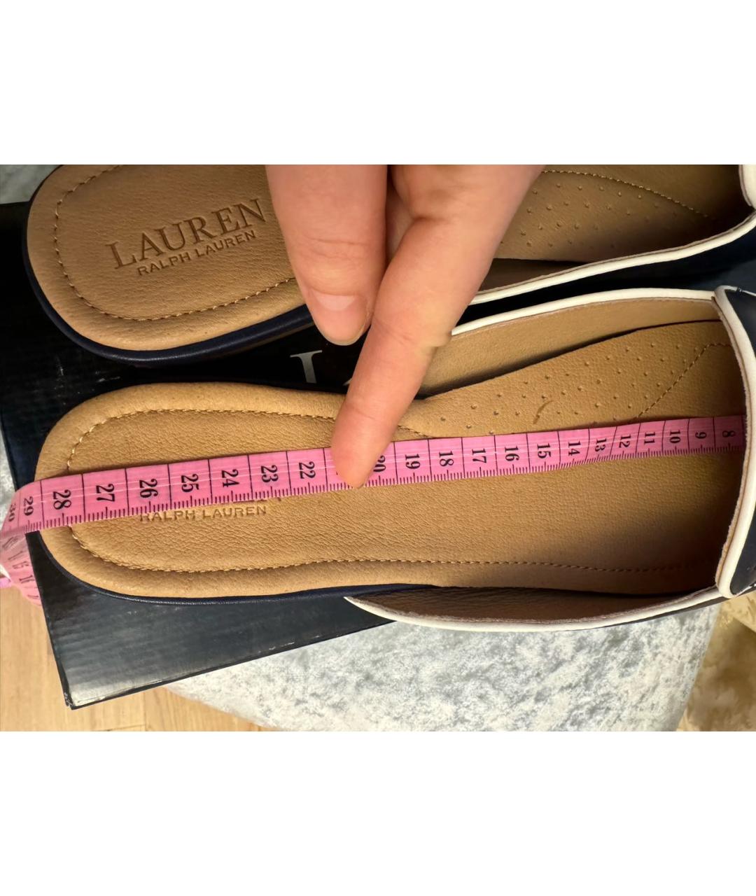 RALPH LAUREN Темно-синие кожаные сабо, фото 6