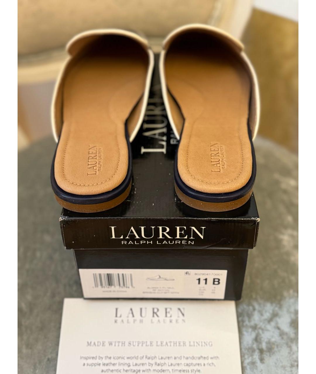 RALPH LAUREN Темно-синие кожаные сабо, фото 5