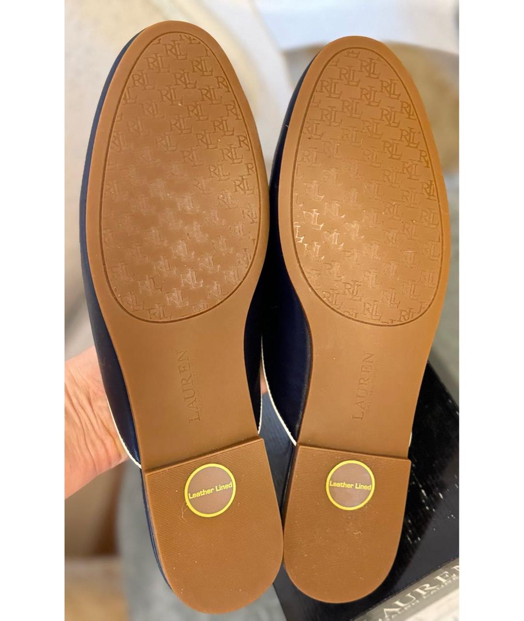 RALPH LAUREN Темно-синие кожаные сабо, фото 7