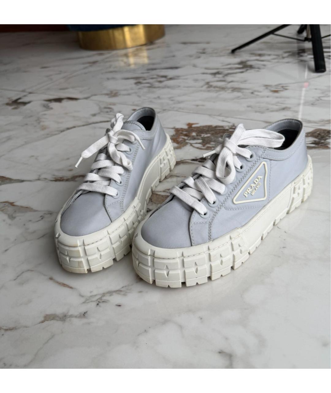 PRADA Голубые текстильные кеды, фото 4