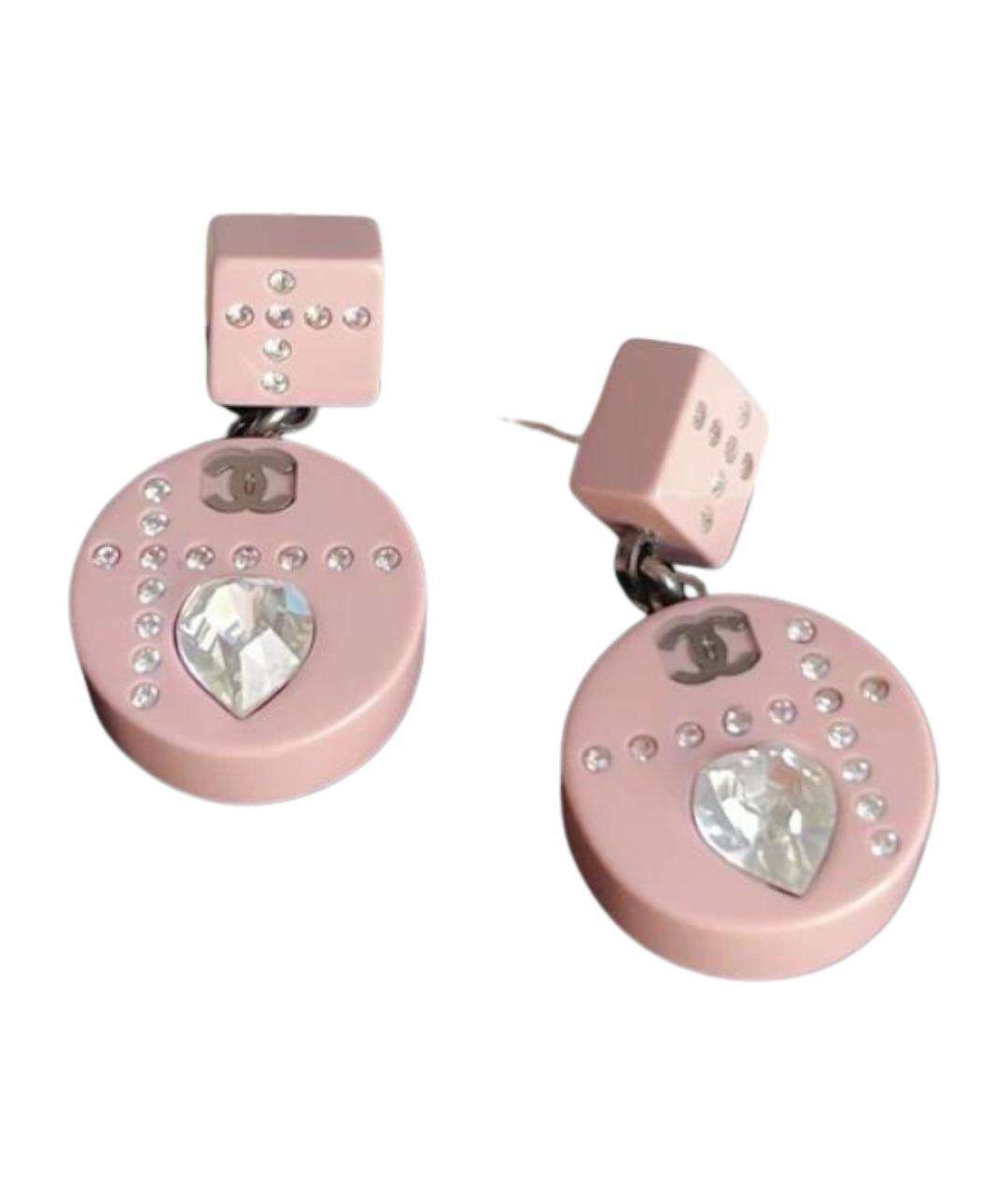 CHANEL Розовые пластиковые серьги, фото 1