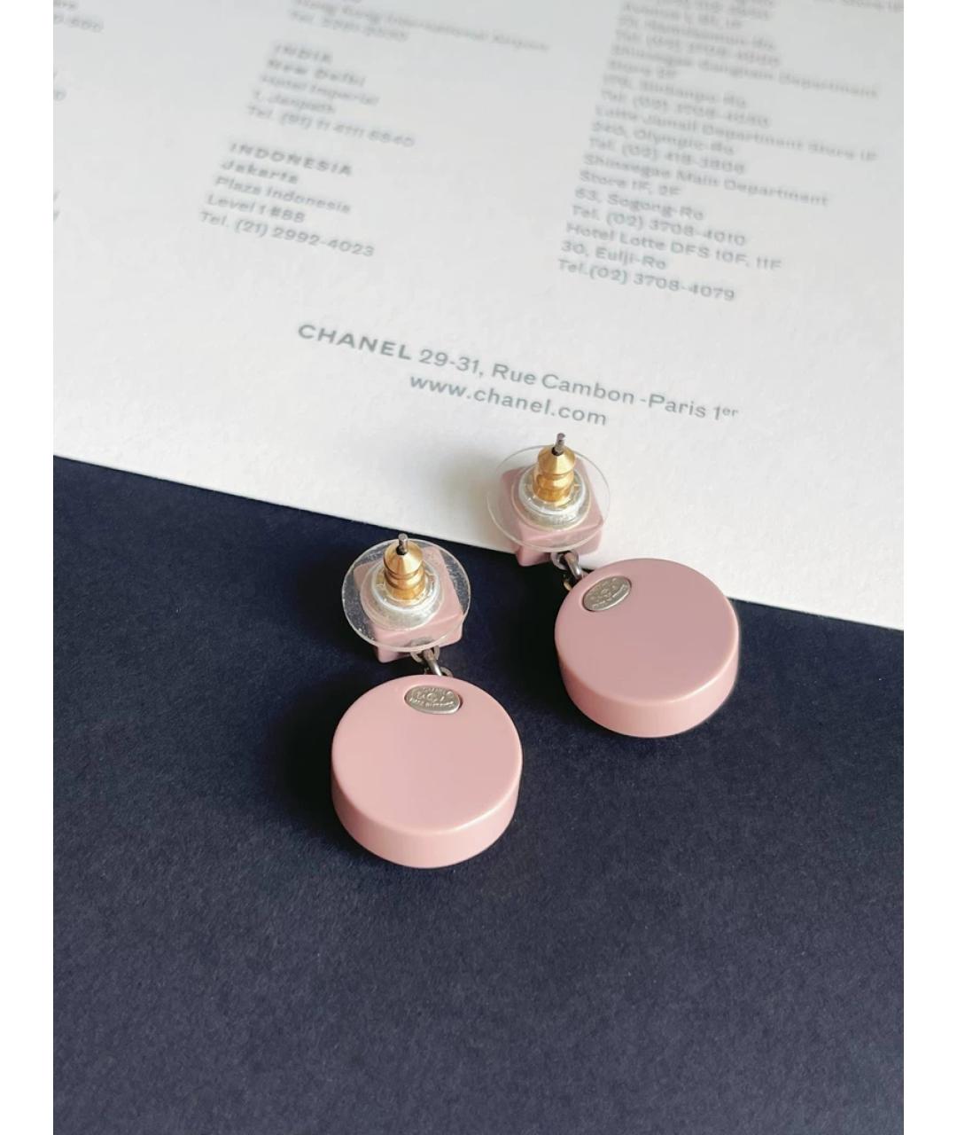 CHANEL Розовые пластиковые серьги, фото 3