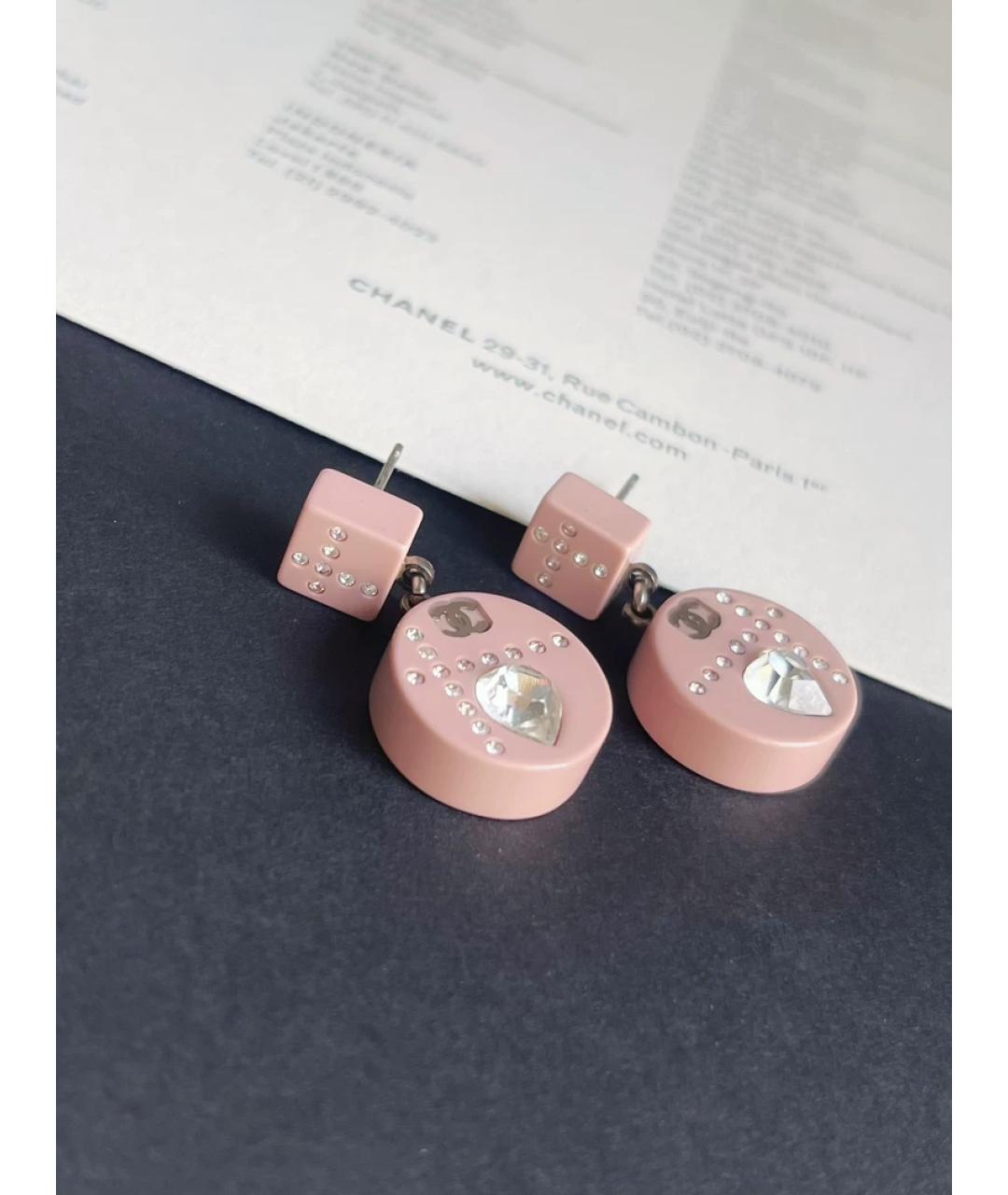 CHANEL Розовые пластиковые серьги, фото 2
