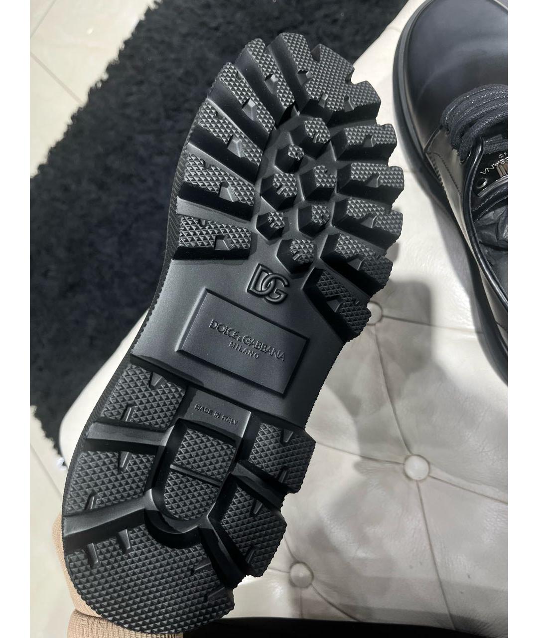 DOLCE&GABBANA Черные кожаные низкие ботинки, фото 4