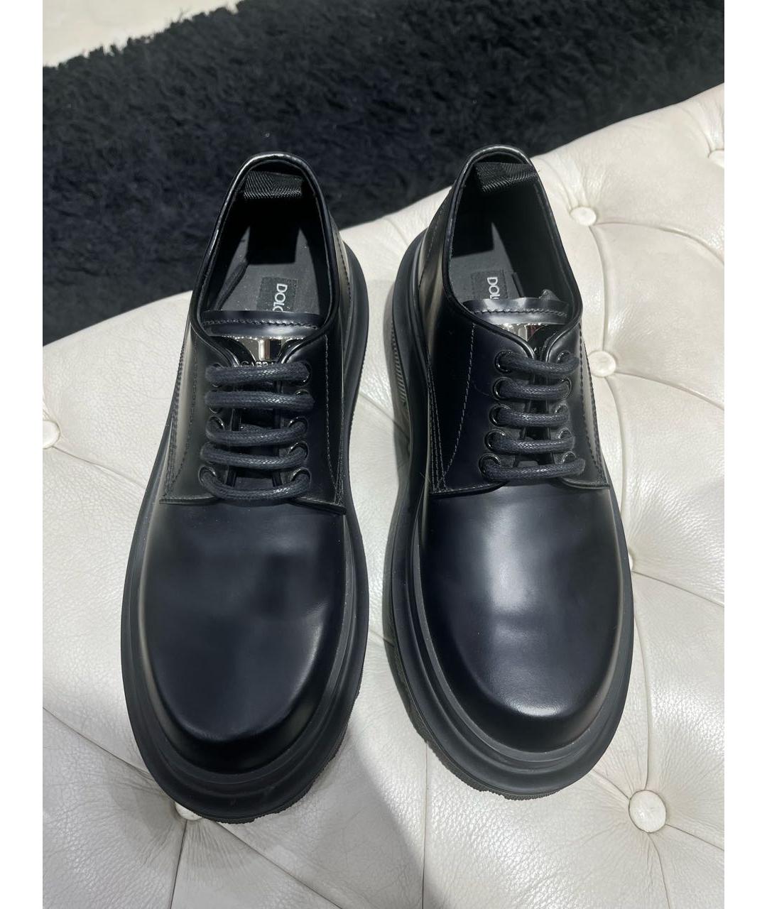 DOLCE&GABBANA Черные кожаные низкие ботинки, фото 2