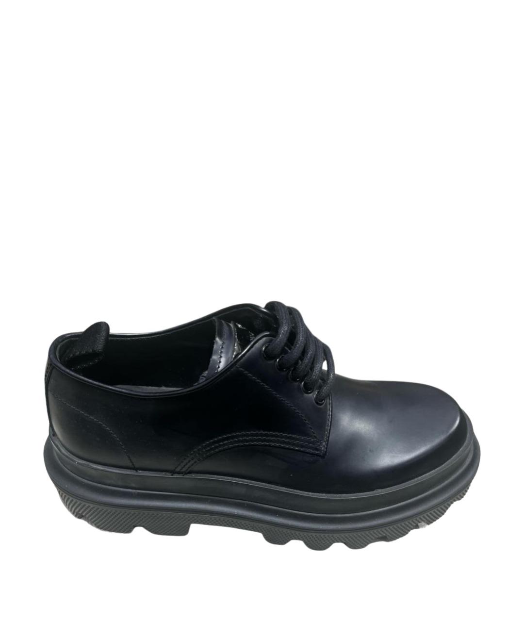 DOLCE&GABBANA Черные кожаные низкие ботинки, фото 1